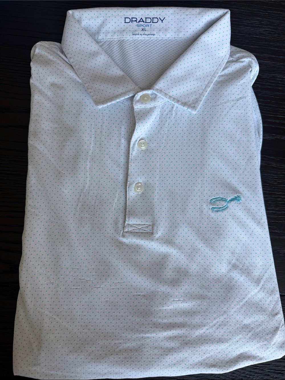 Draddy Sport White Polo with Light Blue Microdot